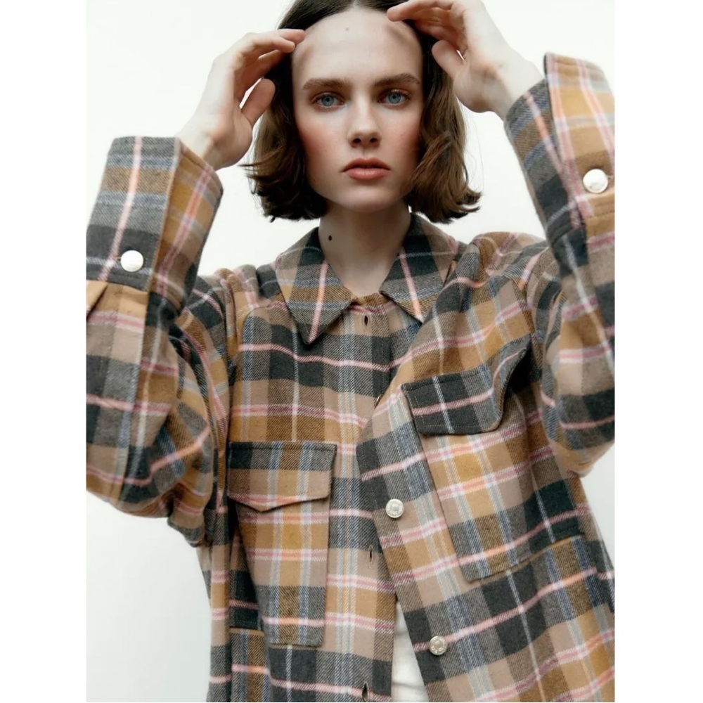 Zara Multicolor Plaid Button Down Shirt